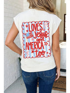 Las Patriotic USA flag double printed mock Tee PRE ORDER