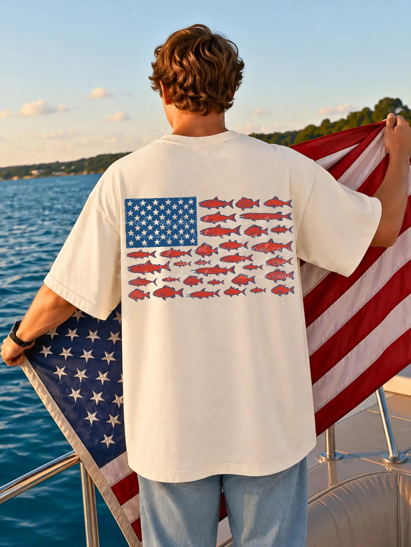 Patriotic fish flag tee PRE ORDER