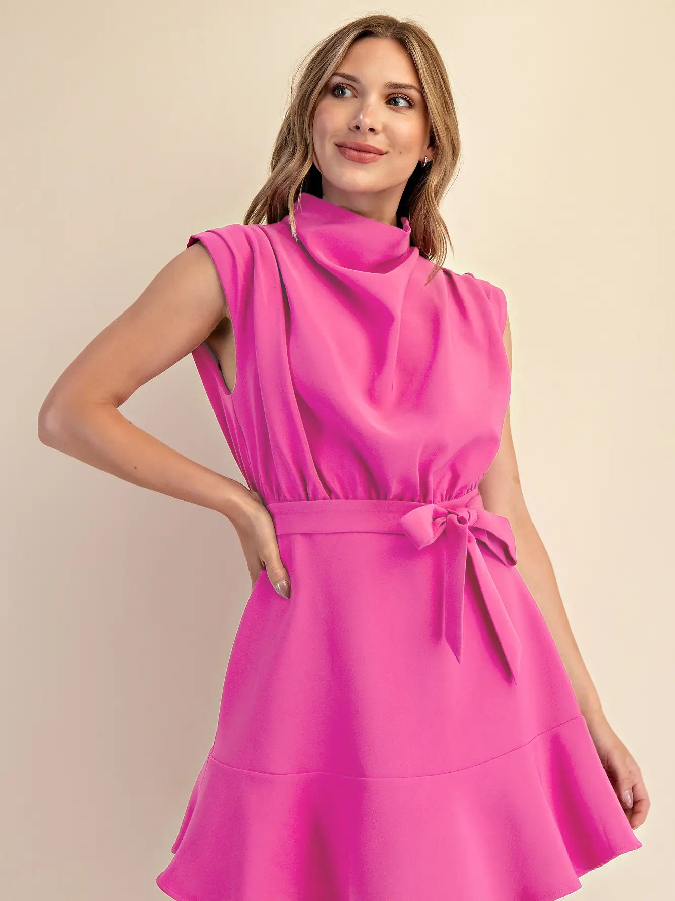 Cowl Neck sleeveless mini dress - PREORDER