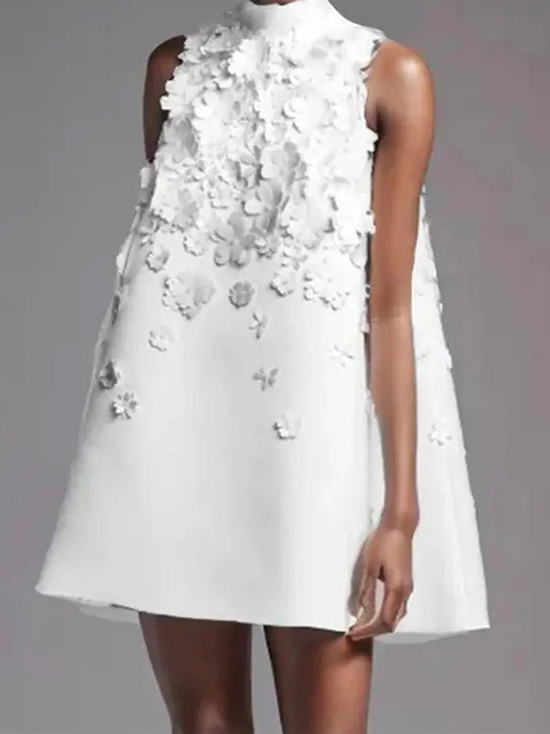 mock neck floral A-line mini dress PRE ORDER