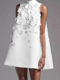 mock neck floral A-line mini dress PRE ORDER