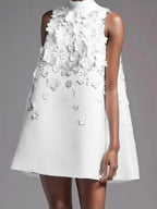 mock neck floral A-line mini dress PRE ORDER