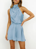 mockneck sleeveless satin romper PRE ORDER