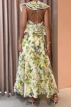 Floral print ruffle sleeve maxi dress PRE ORDER