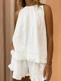 Ruffle trim top and short set PRE ORDER