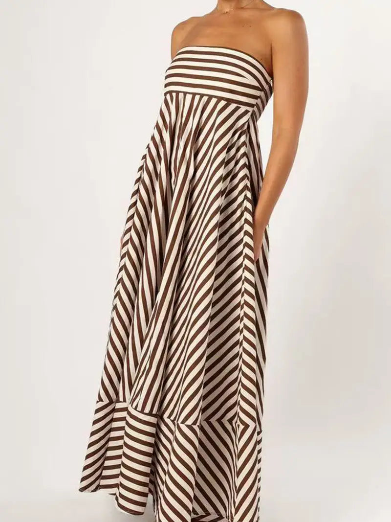 Strapless striped maxi dress PRE ORDER