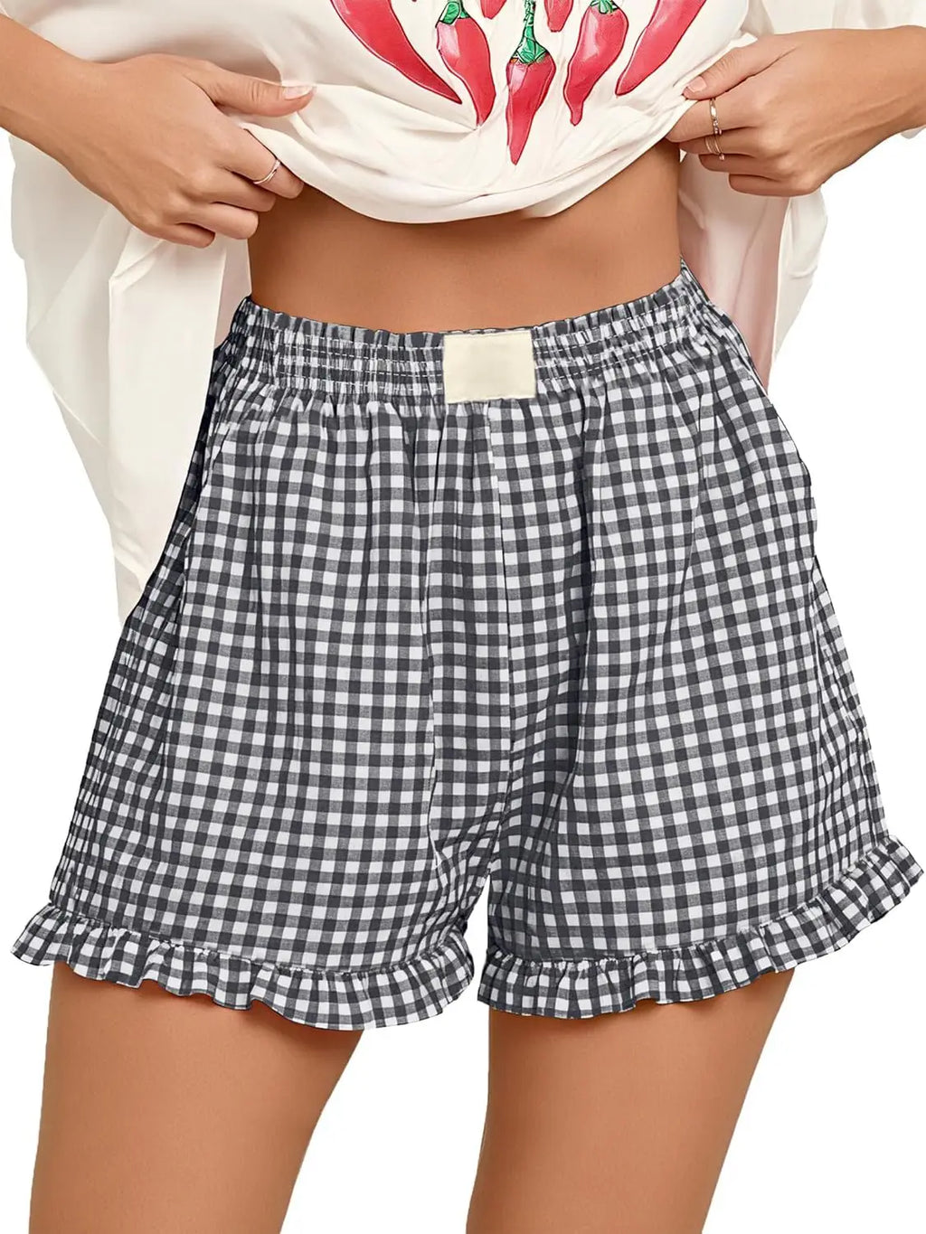 Western Gingham Ruffle Shorts PRE ORDER